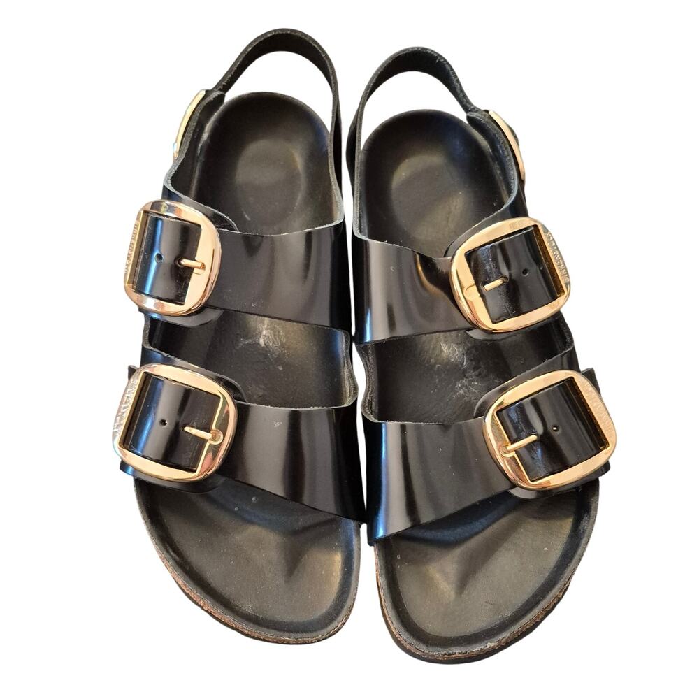 Birkenstock Milano Big Buckle Black Patent Leather   Size 38
